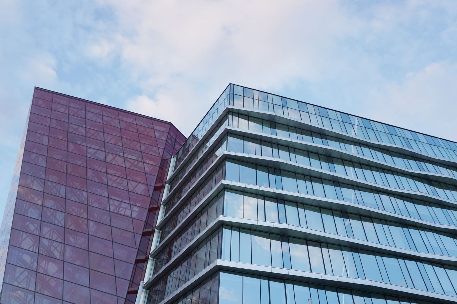 A modern commercial office building exterior.