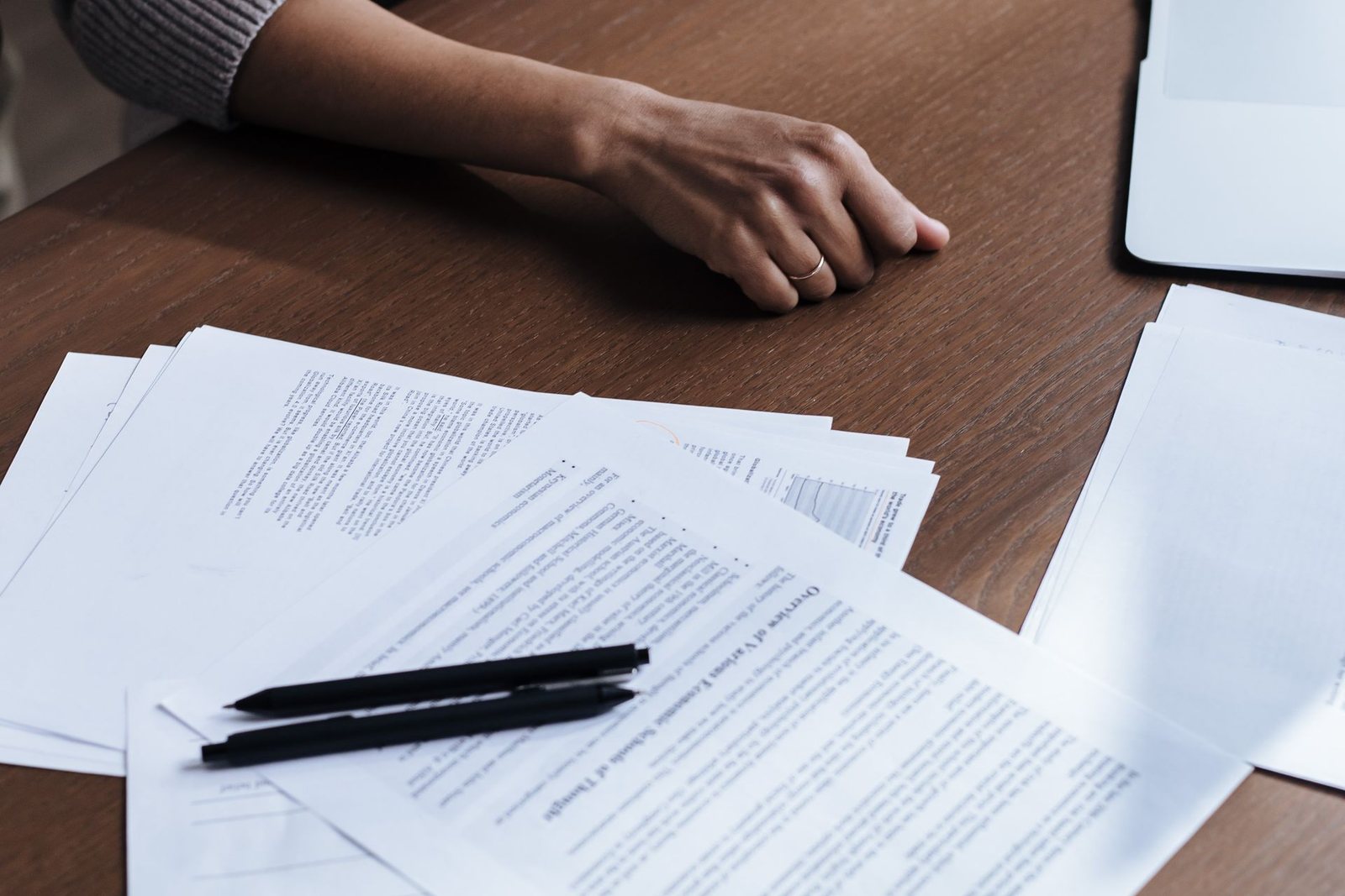 Commercial property documents on a desk.